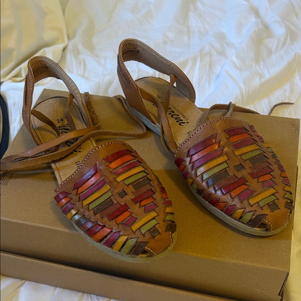 Colorful Woven Leather Sandals